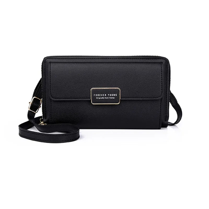 PUOU Small Summer Shoulder Bag Daily Use Card Holder PU Leather Cellphone Purses