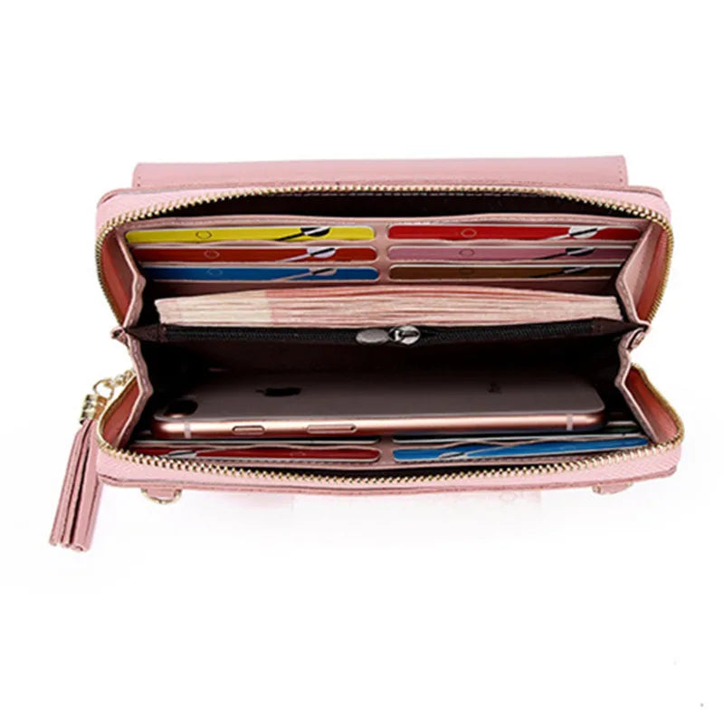 PUOU Small Summer Shoulder Bag Daily Use Card Holder PU Leather Cellphone Purses