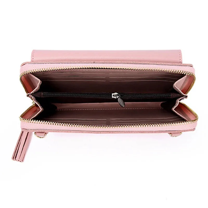 PUOU Small Summer Shoulder Bag Daily Use Card Holder PU Leather Cellphone Purses