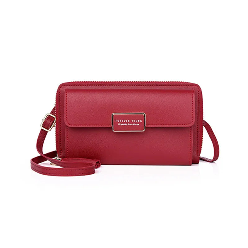 PUOU Small Summer Shoulder Bag Daily Use Card Holder PU Leather Cellphone Purses