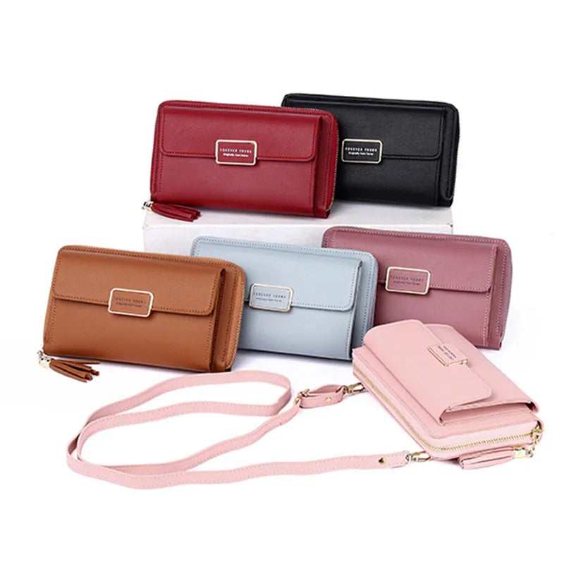 PUOU Small Summer Shoulder Bag Daily Use Card Holder PU Leather Cellphone Purses