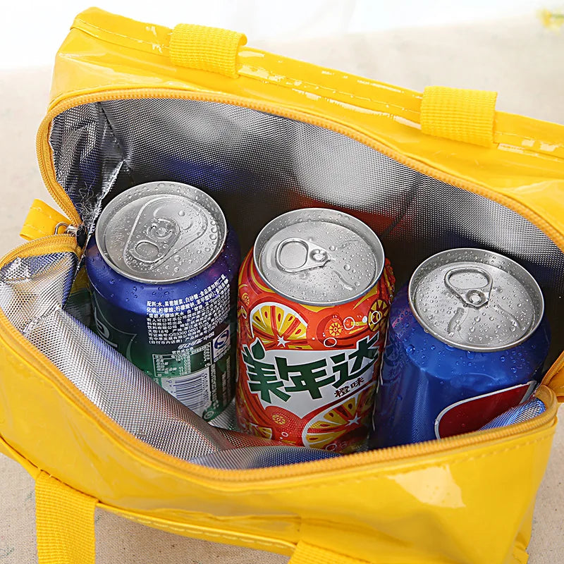 Portable PU Lunch Bags Leather Waterproof Food Picnic Lunch Box Bag