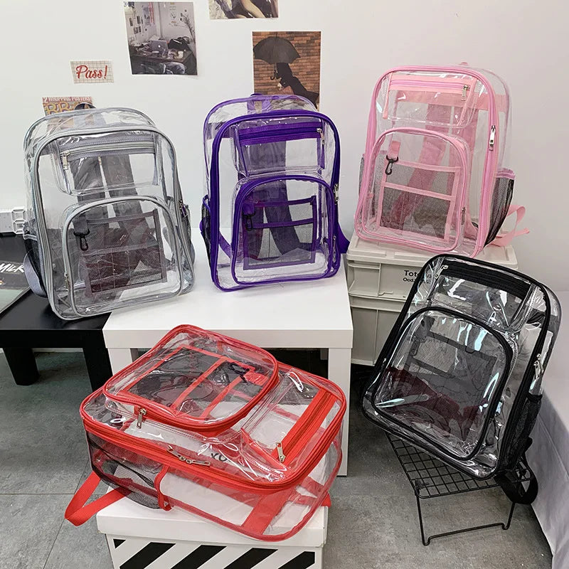 Clear PVC Backpack Teen Girls Big Boys Unisex Bag