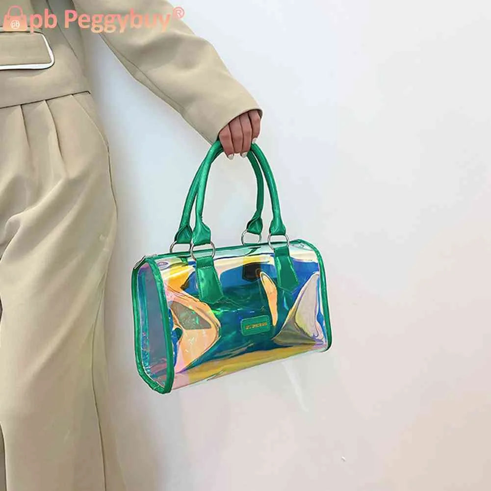 PVC Transparent Laser Shoulder Crossbody Bag Women Summer Messenger Tote
