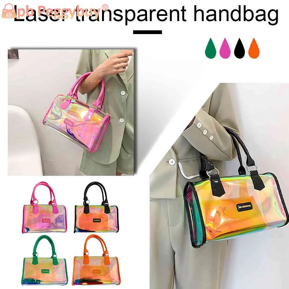 PVC Transparent Laser Shoulder Crossbody Bag Women Summer Messenger Tote