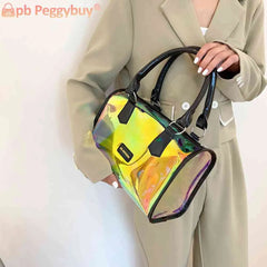 PVC Transparent Laser Shoulder Crossbody Bag Women Summer Messenger Tote