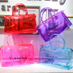 PVC Transparent Waterproof Yoga Gym Bag Unisex Shoulder Bag