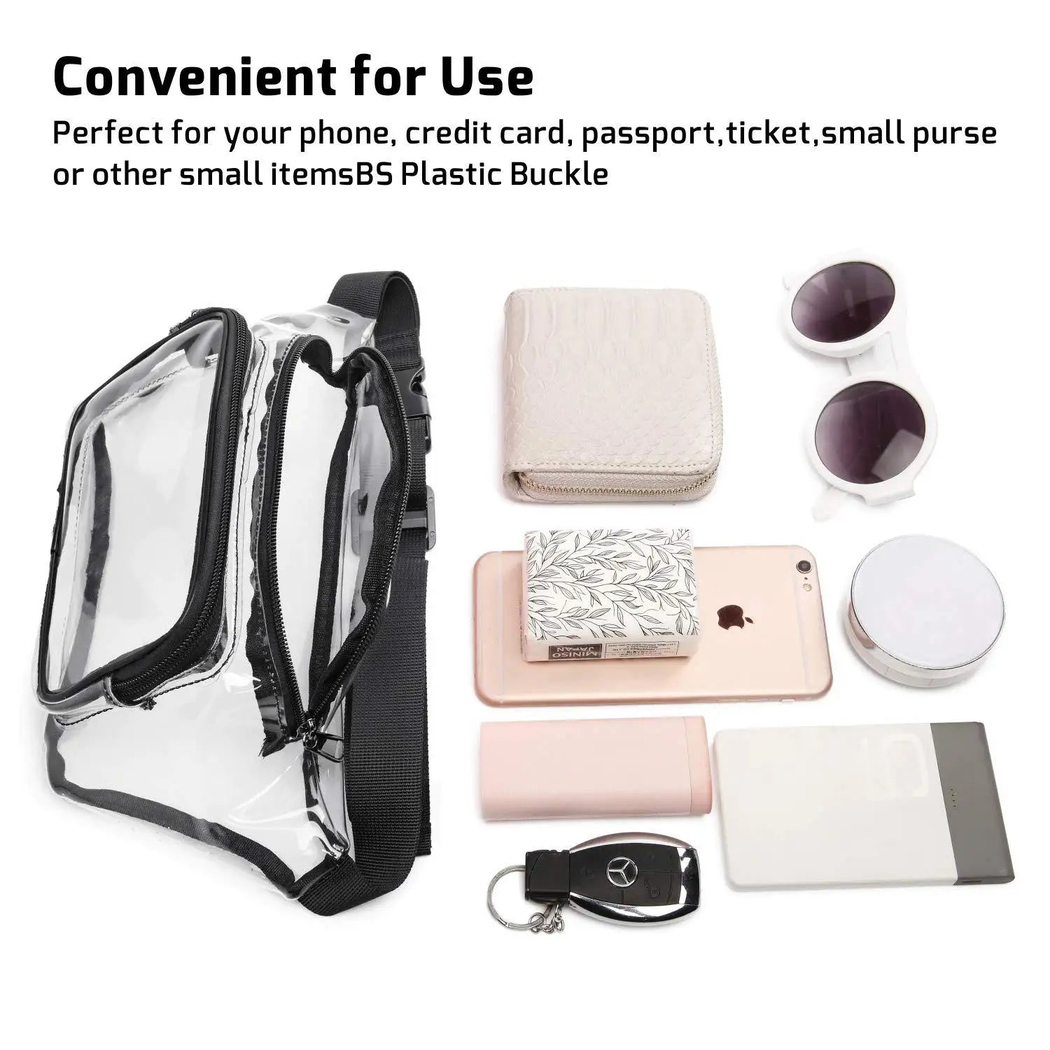 Clear PVC Waist Fanny Pack Belt Bag for Women