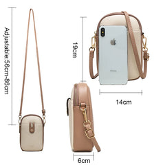 Panelled Small Crossbody Bags Soft Pu Leather Mini Shoulder Messenger Phone Bag