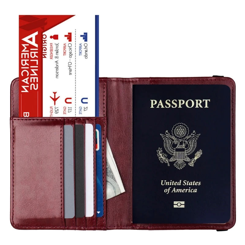 Passport Holder RFID Blocking Leather Travel Wallet