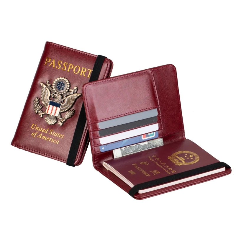 Passport Holder RFID Blocking Leather Travel Wallet