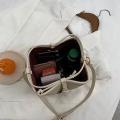Patchwork Bucket Leather Crossbody Bag for Women