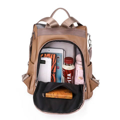 Patchwork Women Backpack PU Leather Shoulder Bag Waterproof Bookbag