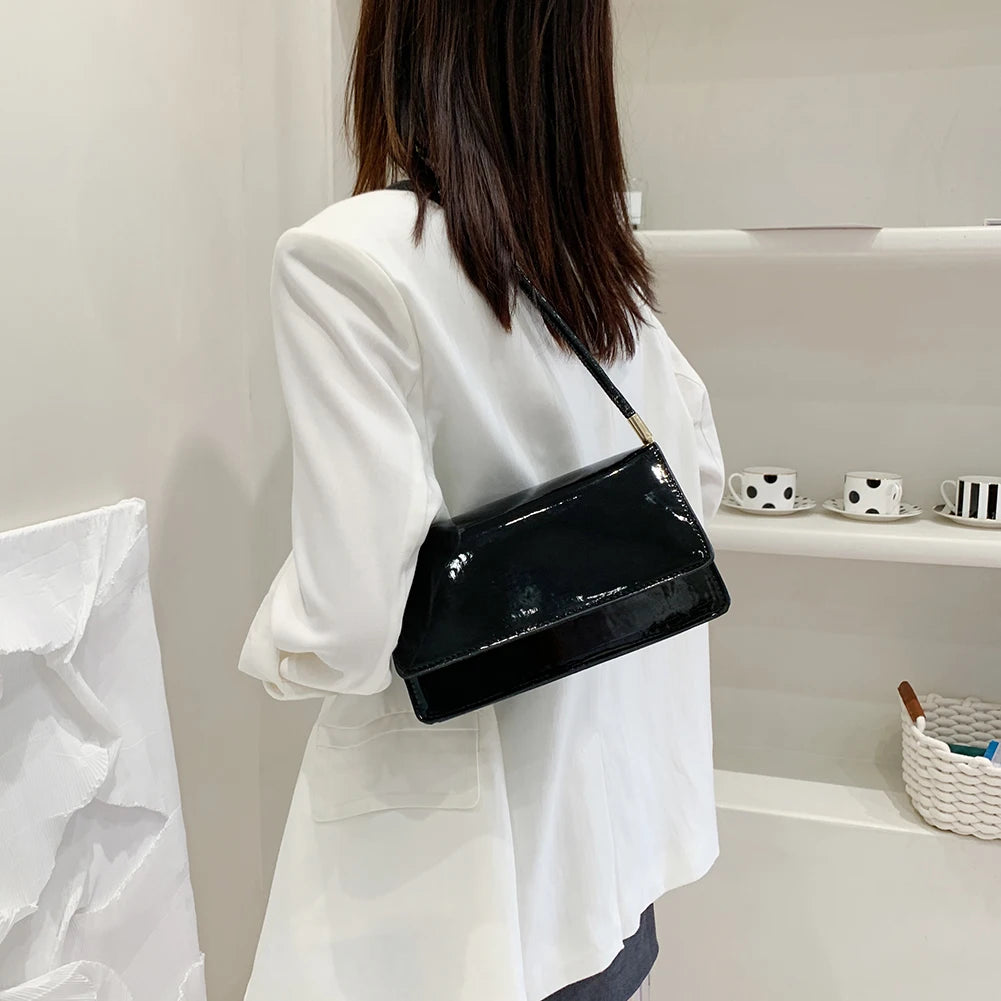 PU Leather Women Underarm Bag Solid Shoulder Bag