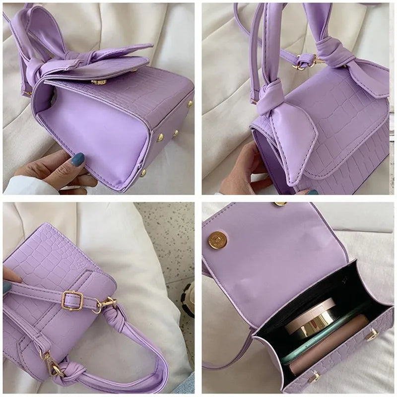 Purple Leather Crossbody Bag for Women