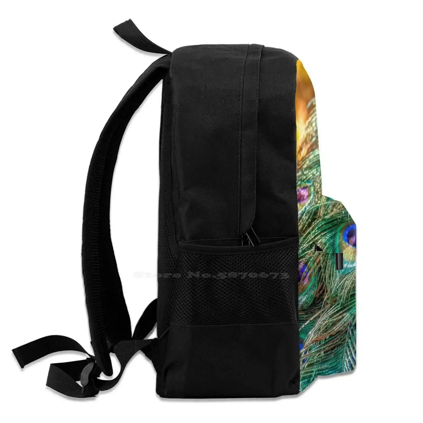 Peacock Feather School Bag Big Capacity Backpack Laptop 15 Inch