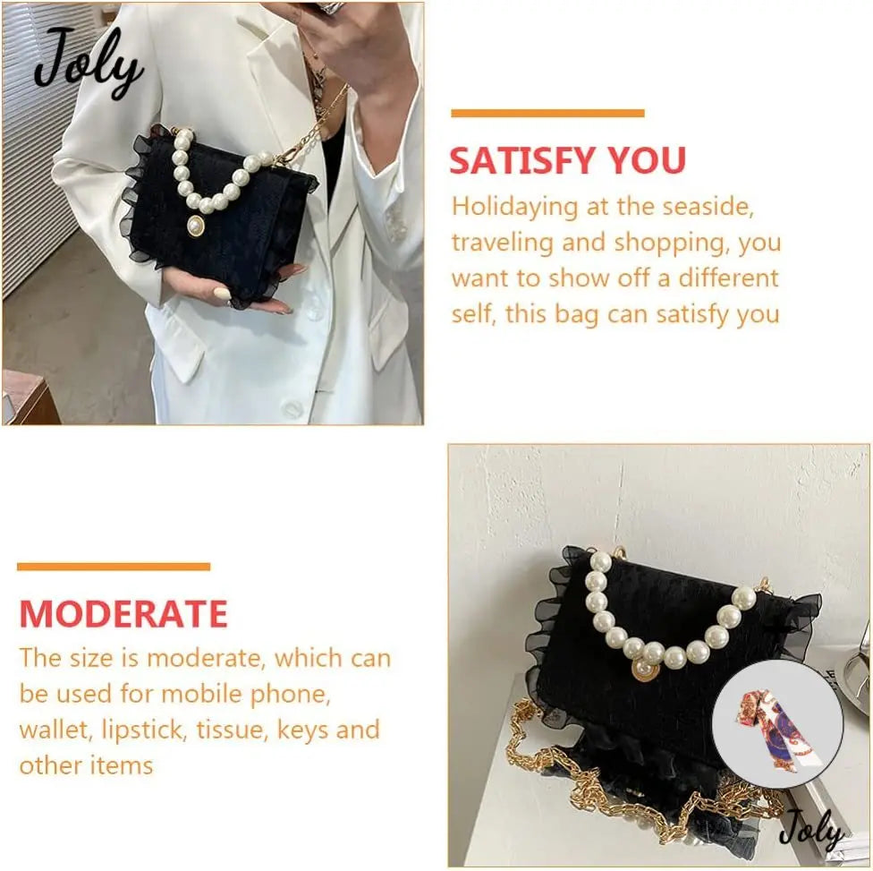 Pearl Chain Bag Shoulder Cross Body Handbag