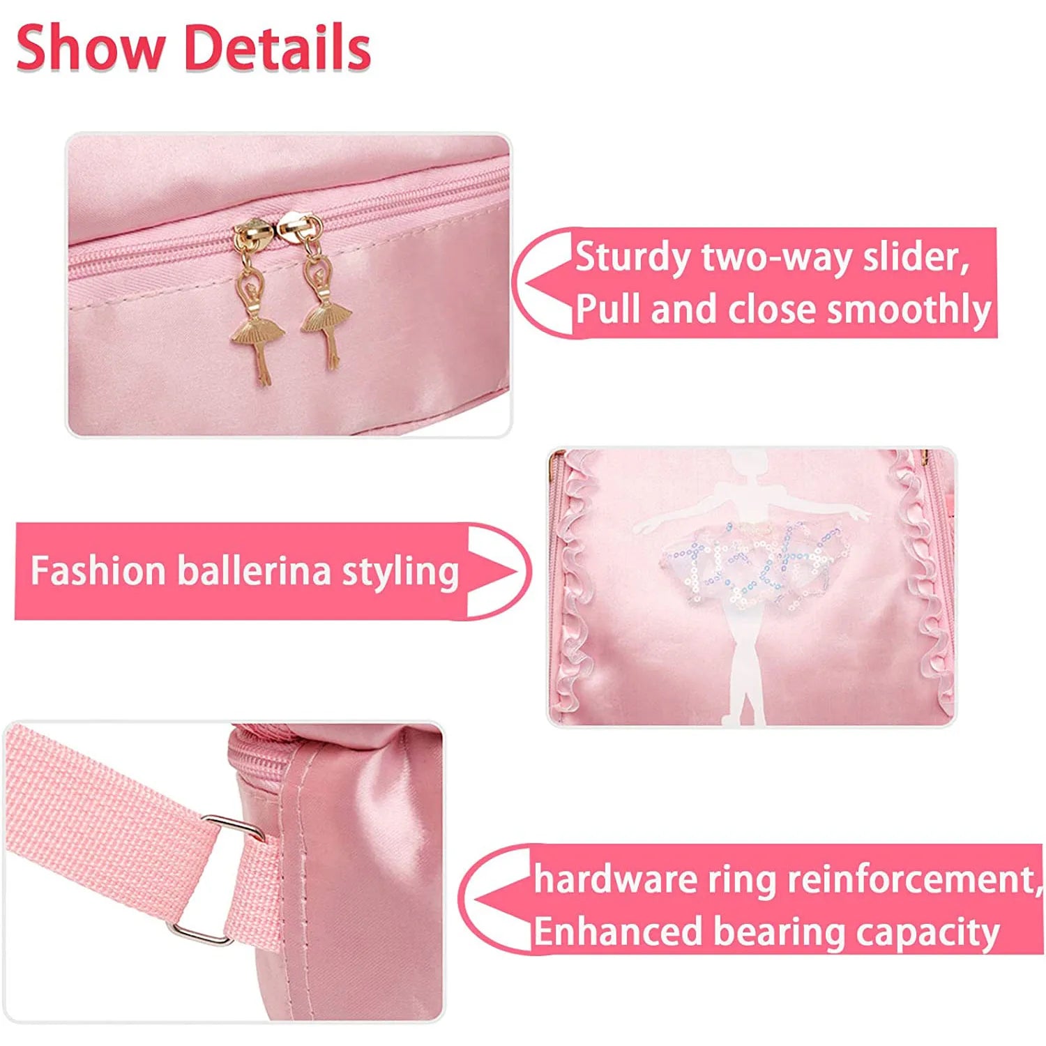 Embroidery Ballet Dance Backpack with Shoe Compartment