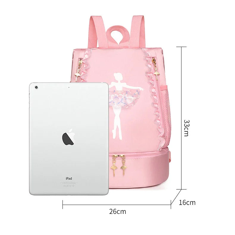 Embroidery Ballet Dance Backpack with Shoe Compartment