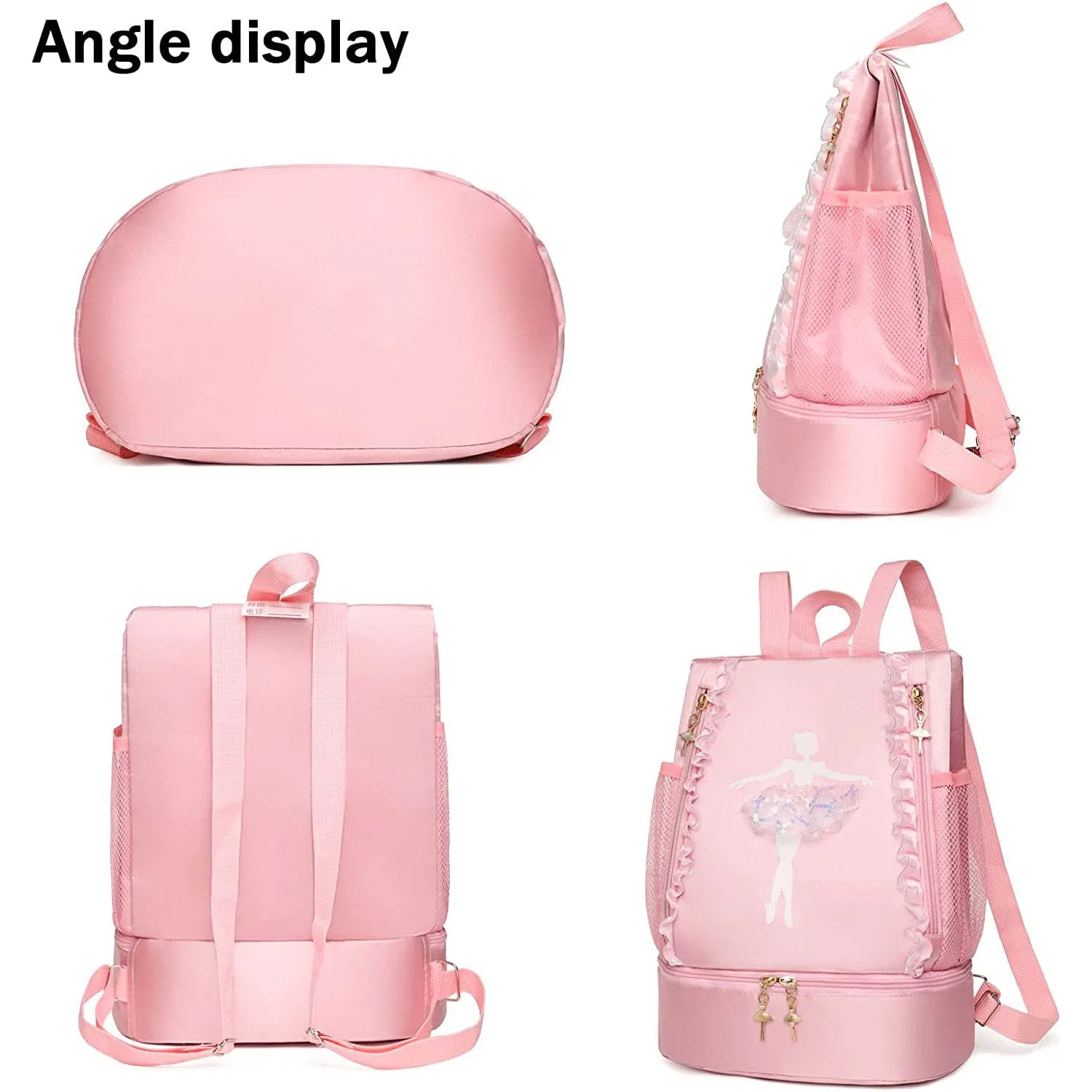 Embroidery Ballet Dance Backpack with Shoe Compartment