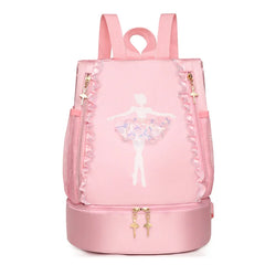 Embroidery Ballet Dance Backpack with Shoe Compartment