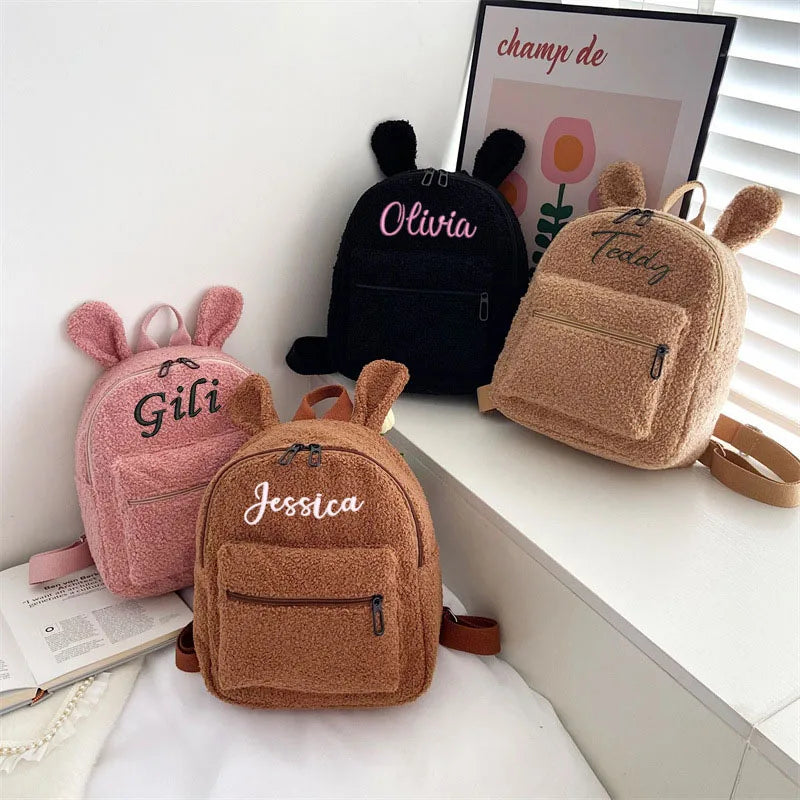 Embroidered Bear Backpack for Kids and Women