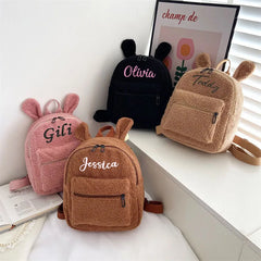 Embroidered Bear Backpack for Kids and Women
