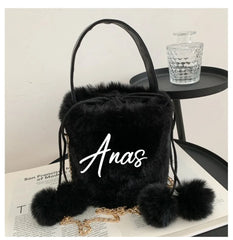 Personalised Plush Bucket Bag Winter Women's Handbag