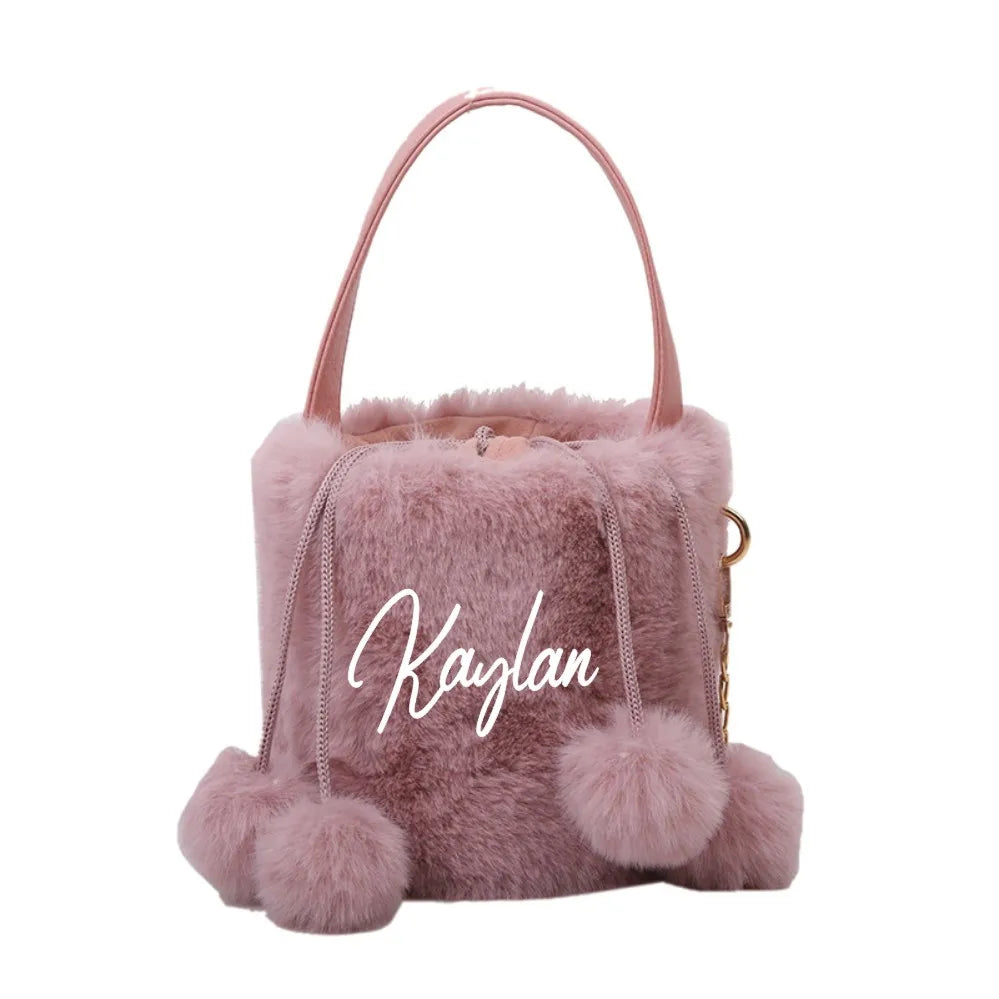 Personalised Plush Bucket Bag Winter Women's Handbag