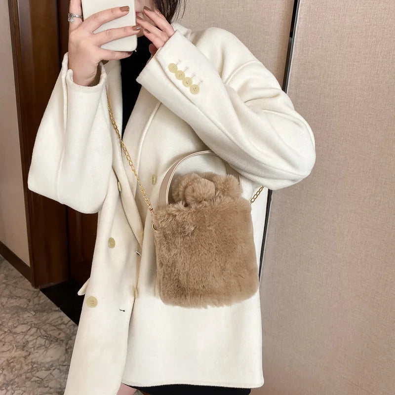 Personalised Plush Bucket Bag Winter Women's Handbag