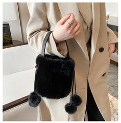 Personalised Plush Bucket Bag Winter Women's Handbag