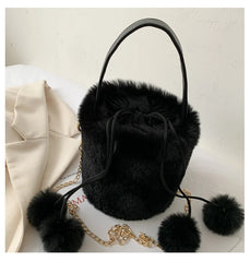 Personalised Plush Bucket Bag Winter Women's Handbag