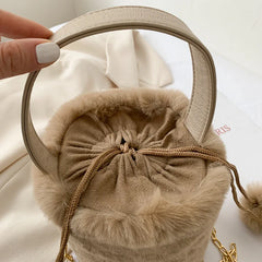 Personalised Plush Bucket Bag Winter Women's Handbag