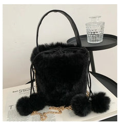 Personalised Plush Bucket Bag Winter Women's Handbag