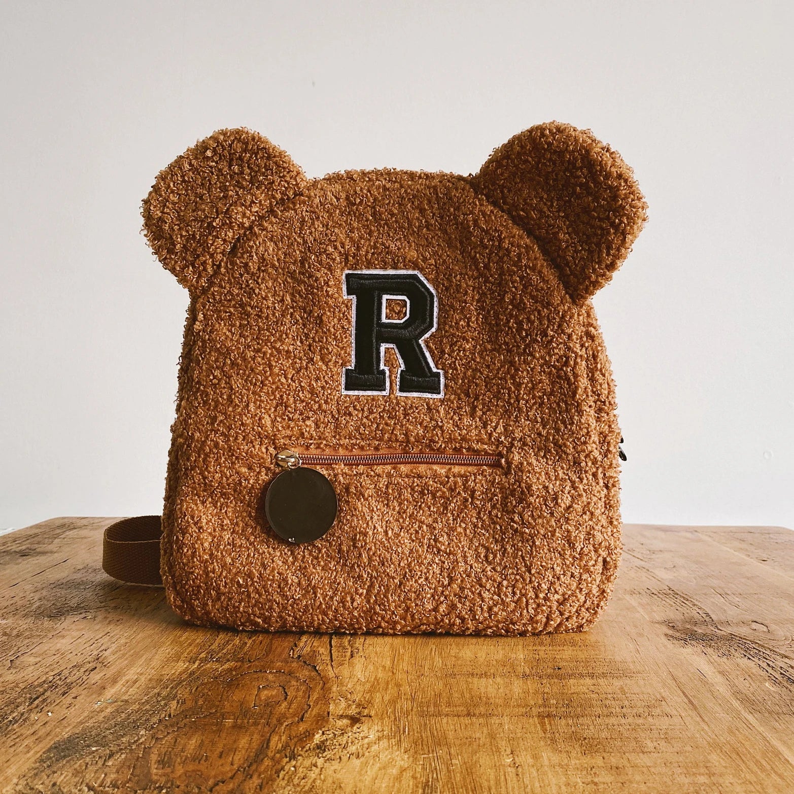 Personalised Name Embroidered Initial Backpack Bear Shaped Shoulder Bag