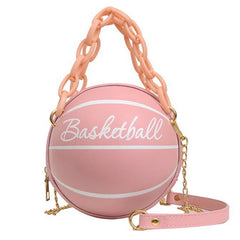Pink Leather Basketball Bag for Teenagers Women