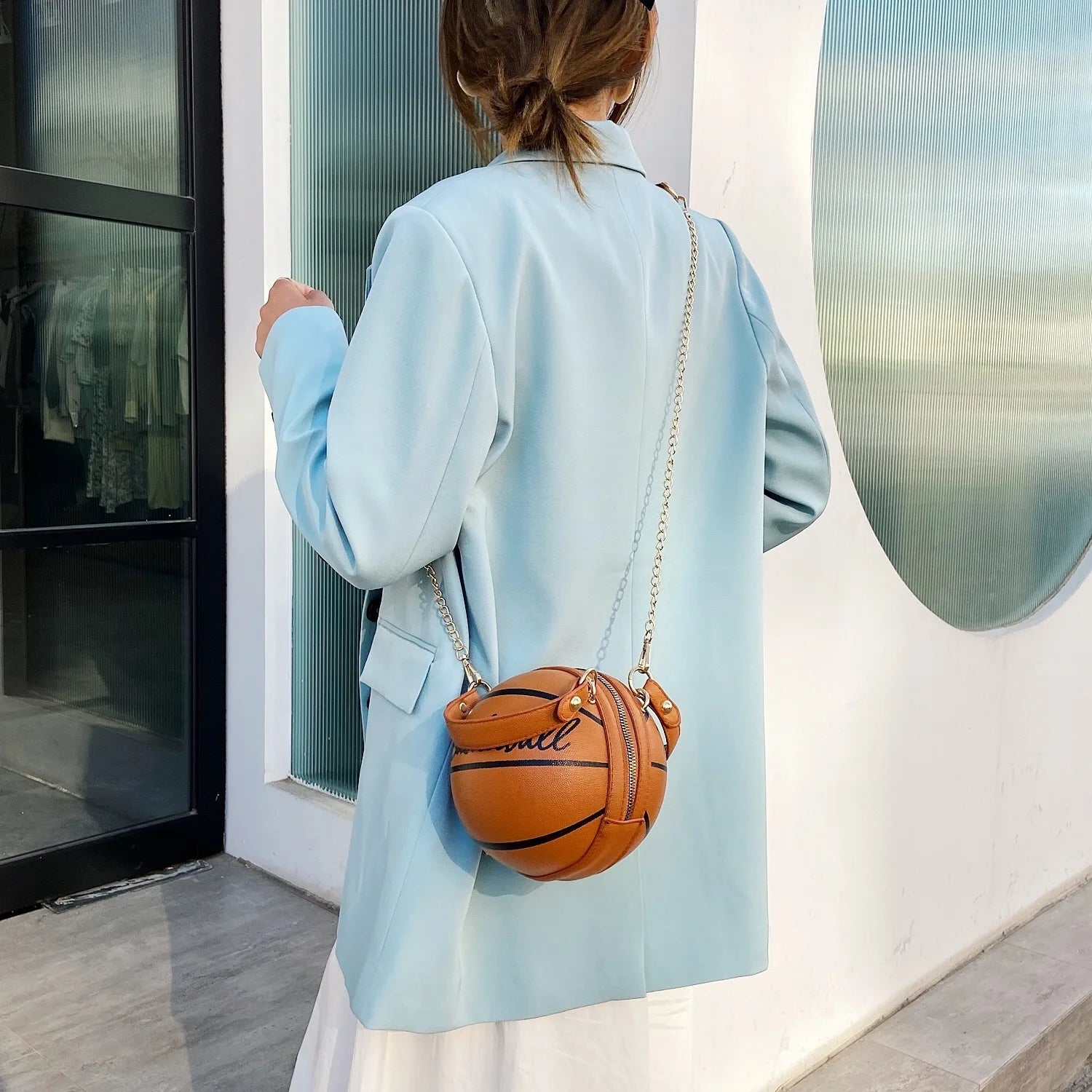 Female Pink Basketball Bag Ball Purses For Teenagers Women Shoulder Bags