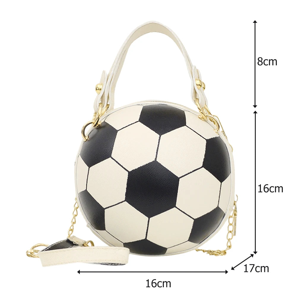 INS Women Ball Bag Soft PU Leather Round Crossbody Hand Bags Female Basketball B