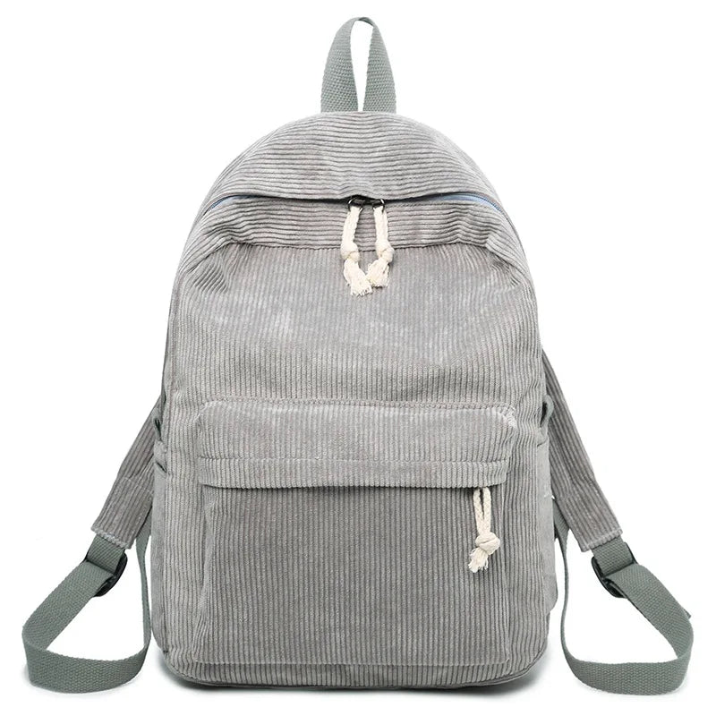 Striped Velvet Large-capacity Couple High School Student College Backpack
