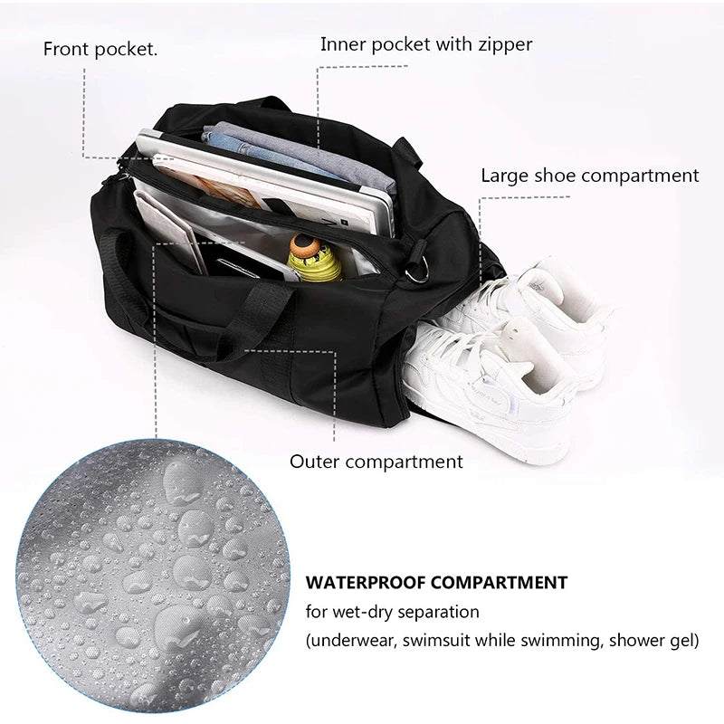 Personalized Duffel Bag Embroidered Gym Travel Wet Dry Pockets Shoe Compartment
