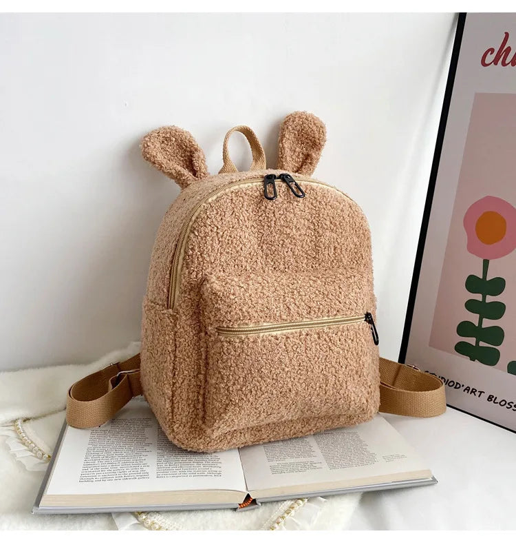 Personalized Embroidery Green Toddler Backpack Bag Lightweight Plush Bear Bag