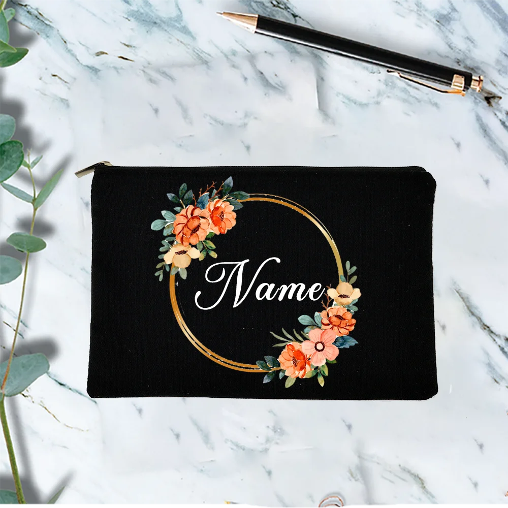 Floral Wreath Cosmetic Bag Bridemaid Makeup Travel Toiletry Organizer