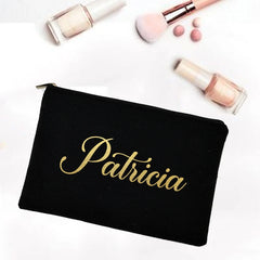 Personalized Makeup Bag Bridesmaid Letter Print Canvas Name Cosmetic Case