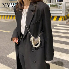 Mini Shell Shoulder Crossbody Bag with Metal Alloy Chain