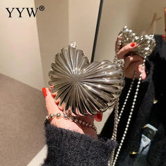 Mini Shell Shoulder Crossbody Bag with Metal Alloy Chain