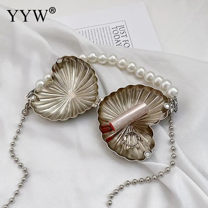 Mini Shell Shoulder Crossbody Bag with Metal Alloy Chain