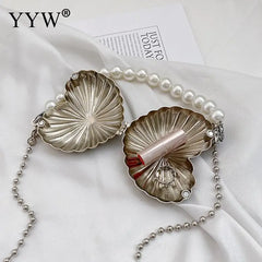 Mini Shell Shoulder Crossbody Bag with Metal Alloy Chain