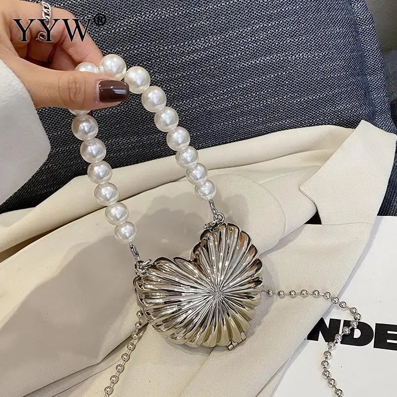 Mini Shell Shoulder Crossbody Bag with Metal Alloy Chain
