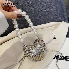 Mini Shell Shoulder Crossbody Bag with Metal Alloy Chain