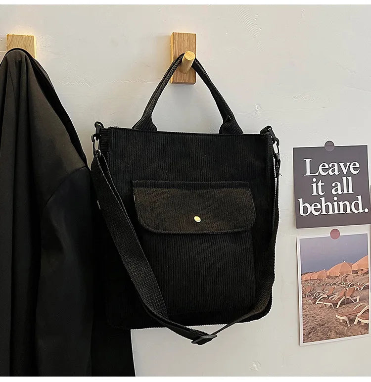 Personalized Name Corduroy Shoulder Bag Canvas Handbag